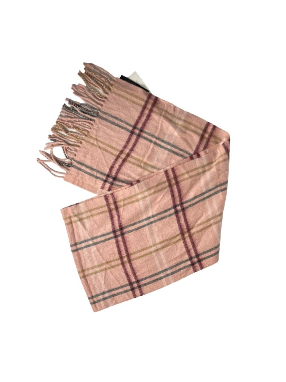 Steve Madden Plaid Scarf‎ Fringe Pink Made In Italy New Fall Winter